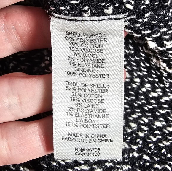 Rebecca Taylor Black Chevron Tweed Moto Blazer Size 6 - Picture 14 of 15